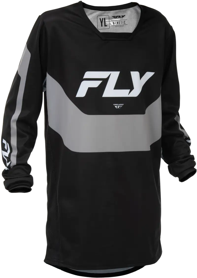 Youth Kinetic Jersey Black/Grey Ym - FLY RACING