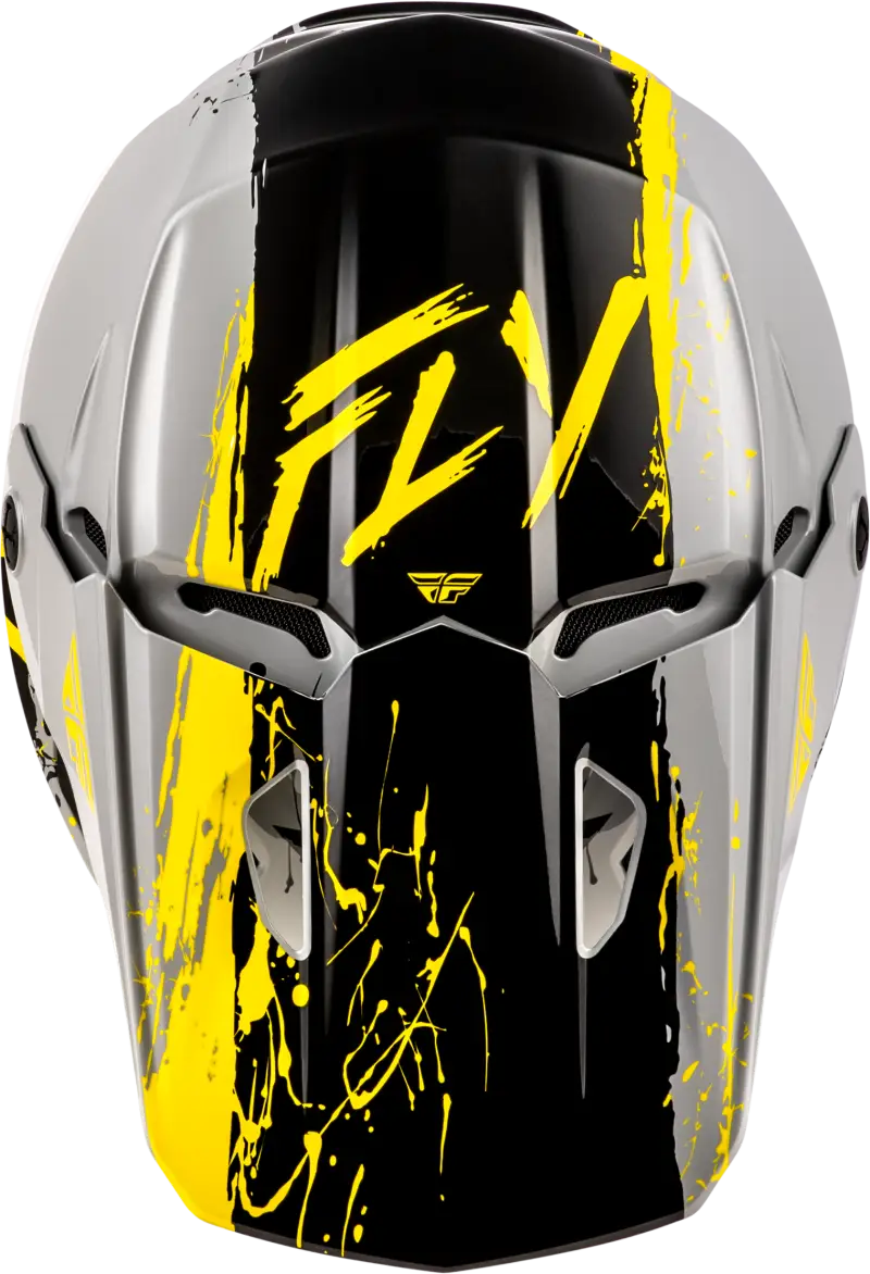 Youth Kinetic Drip Helmet Grey/Black/Yellow Ys - FLY RACING
