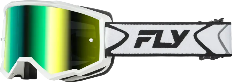 Youth Zone Goggle White/Black W/ Iridescent Grn Mirror Lens - FLY RACING