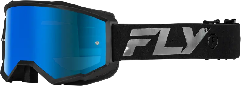 Youth Zone Goggle Black/Black W/ Sky Blue Mirror/Smoke Lens - FLY RACING