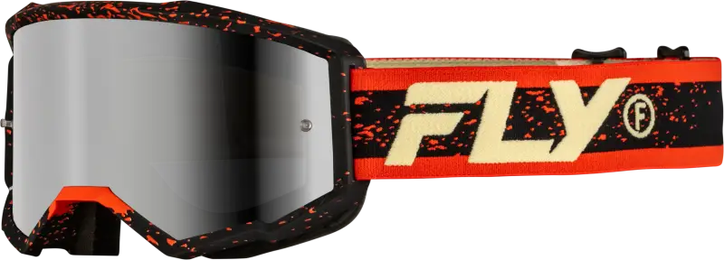 Yth Zone Goggle Blk/Red/Cream W/ Silver Mirror/Smoke Lens - FLY RACING