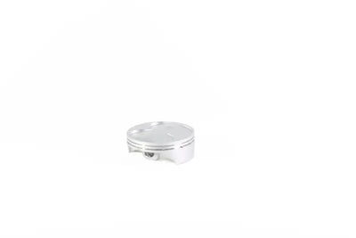 Silver piston kit with domed crown and grooves, perfect for RV and truck parts