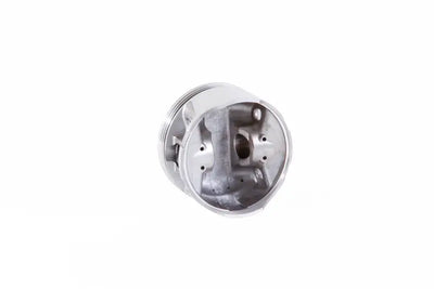 Shiny metallic piston kit with rings and internal structure for RV and truck parts