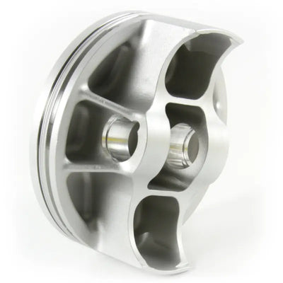 Polished silver automotive piston kit with hollowed skirt for Yamaha engines, truck parts
