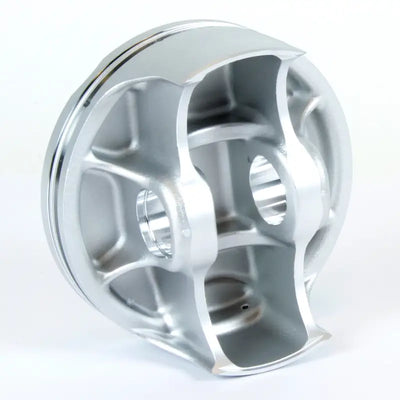 Silver engine piston cutaway view for piston kit, RV parts & accessories, or truck parts