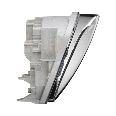 Silver-colored LED headlight housing with clear lens for Victory adaptive LED tech