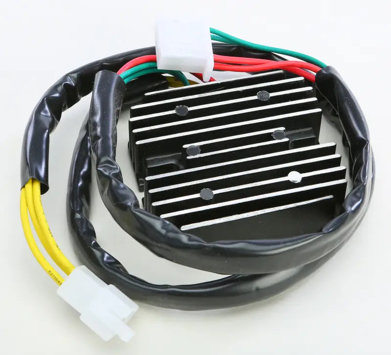 Black finned heat sink rectifier regulator with wiring harnesses for RV parts & accessories