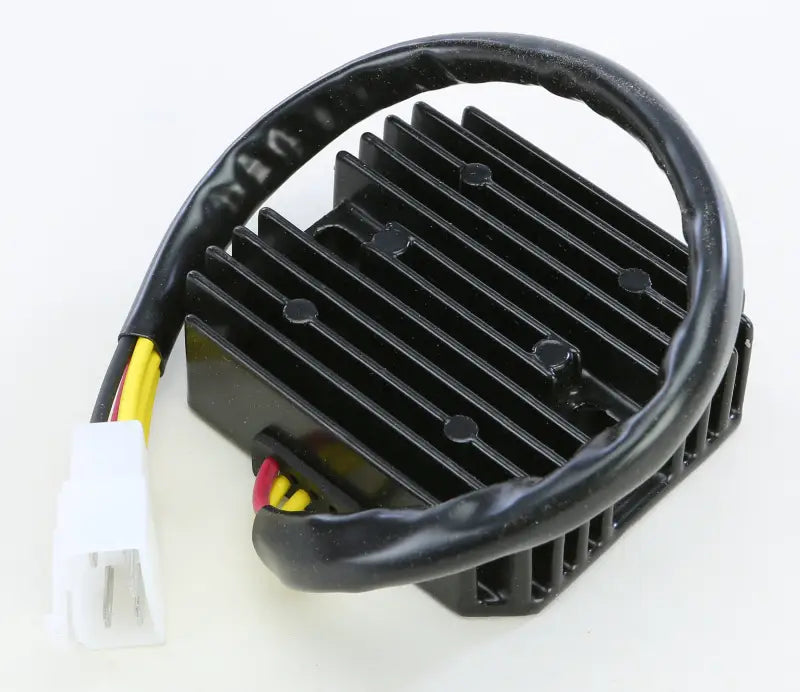 Black finned voltage regulator with wiring harness for RV parts & accessories, OEM specs