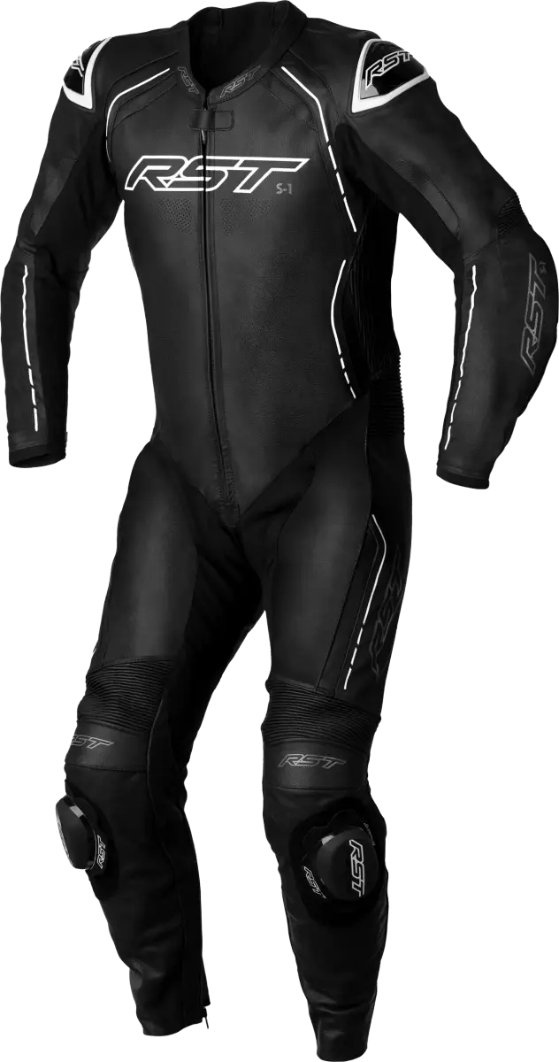 102987WHI-44 Rst S1 Ce Suit Black/Black/White Lthr Lg - RV and Auto Parts