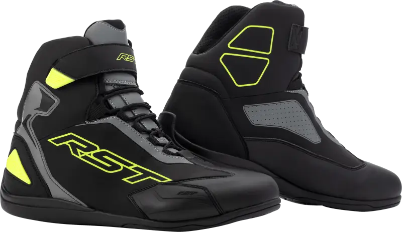 103053F.YEL-44 Rst Sabre Moto Shoe Ce Boot Black / Grey / Flo Yellow Sz - RV and Auto Parts
