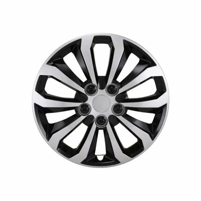 Silver and black 10 spoke 14-inch wheel from Coast2Coast, 106114SB model.