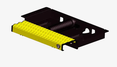 Yellow PWD coat spring-loaded ramp with black frame for vehicle access
