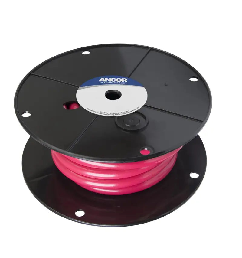 Spool of red tinned copper marine-grade battery cable for Ancor Tinned Copper series