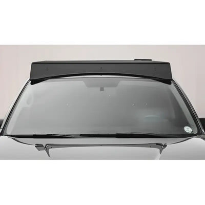 Black Sherpa Equip roof rack on car windshield for fairing experience