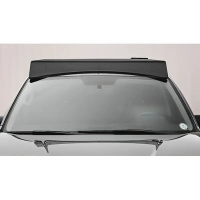 Black Sherpa Equip roof rack on car windshield for fairing experience