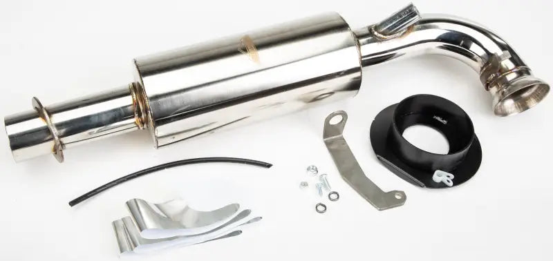 Stainless steel exhaust muffler with mounting hardware for straightline stainless muffler upgrade