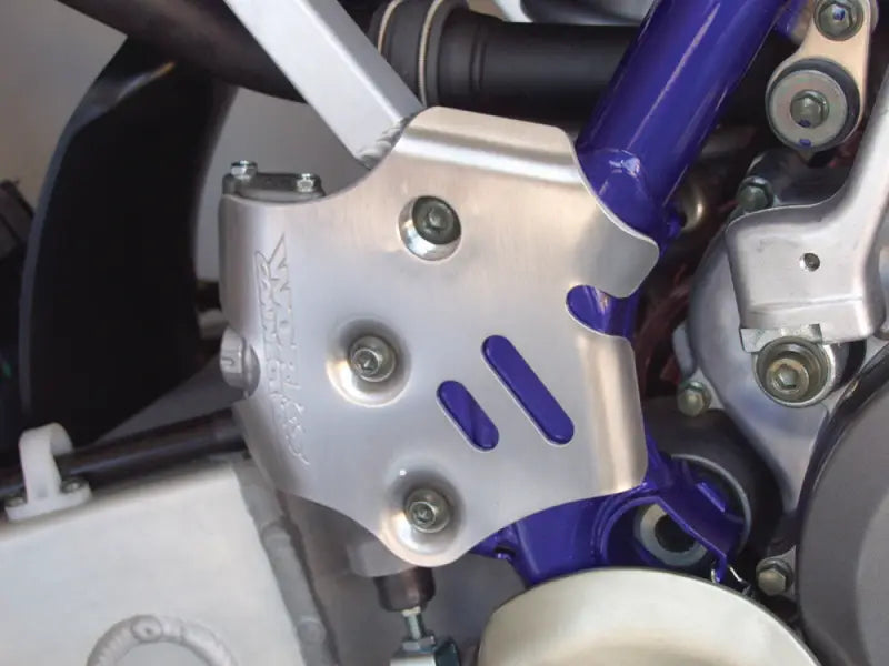 Silver metal frame guard with three slots for YZ125 YZ250 motorcycle protection