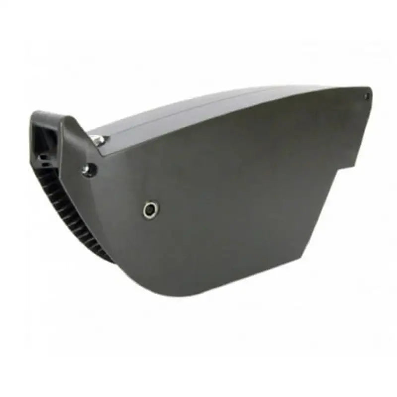 Gray outdoor LED light fixture with Elby Bikes Battery for your bikes battery needs