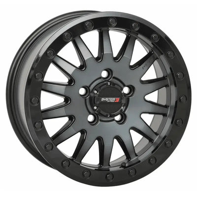 Black alloy car wheel from System 3 SB8 in Matte Brushed Grey finish
