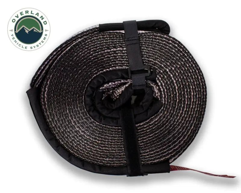 Overland Vehicle Systems 19-5969 Overland Vcl Recovery Kit - (2) 30,000 lb tow straps rolled and secured, showcasing durability and reliability for off-road vehicle recovery.