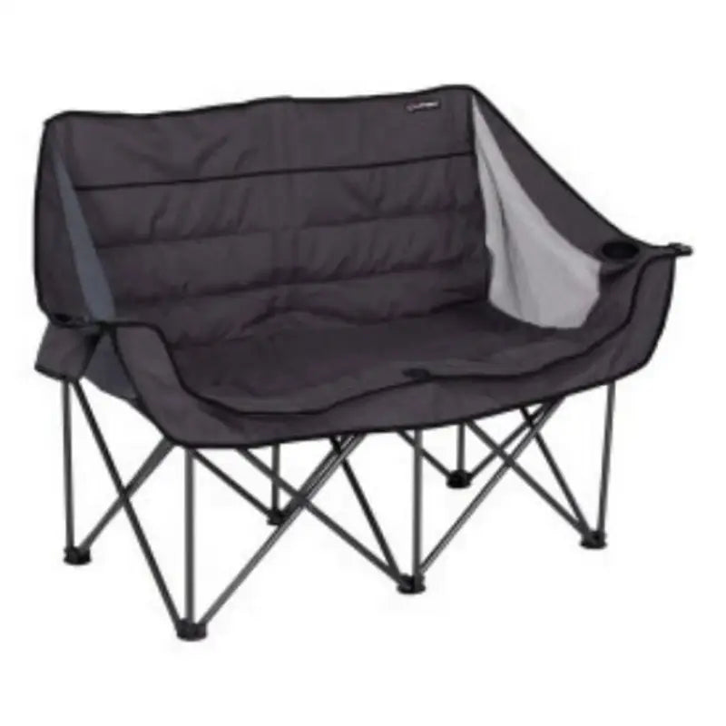 Gray Lippert Campfire folding loveseat with padded seat