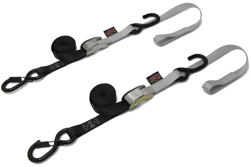 23624-S Powertye Tie-Down Cam Sec Hook Soft-Tye 1"X6' Black/Silver Pair 