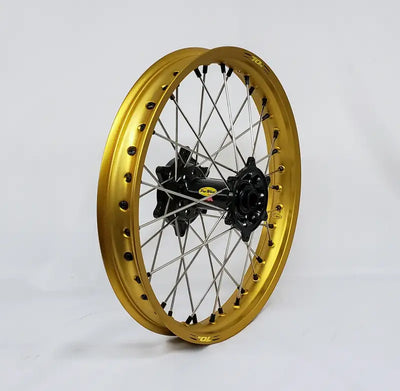 24-1107241 Pro-Wheel Wheel Rear 1.85X19 Red Hub Blk Rim/Gld Spoke/Sil Nipple - Wheels