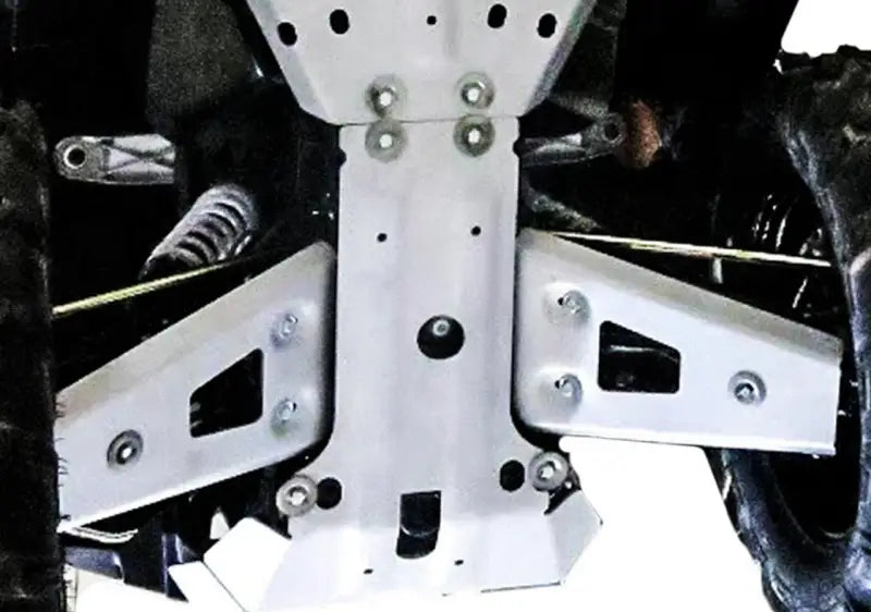 Silver metal undercarriage protection for Rival Powersports USA Rear A Arm Guards Alloy
