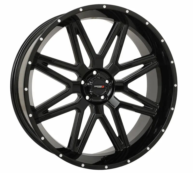 24S3-7155 System 3 St7 Wheel 24X9 5+4 (0Mm) 5/4.5 Gloss Black - RV and Auto Parts