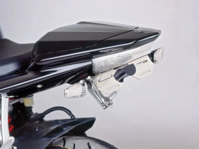 Black motorcycle rear with tail light and turn signals using 2558N Fender Eliminator Kit Black