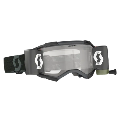 Dark grey Fury Goggle with clear lens and no-slip silicone strap for Scott Fury Goggle fans
