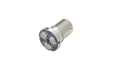 281571A Putco Neutron LED1157 amber bulb with silver base and white LEDs
