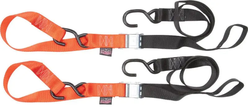 29629LOGO Powertye Tie-Down Cam S-Hook Soft-Tye 1.5 InchX6' Black/Orange Pair - RV and Auto Parts