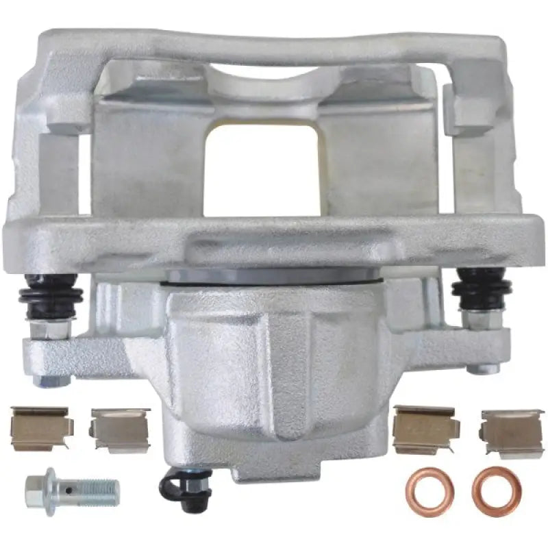 Silver brake caliper with hardware for improved braking performance in 2C-5487 A1 Remfg