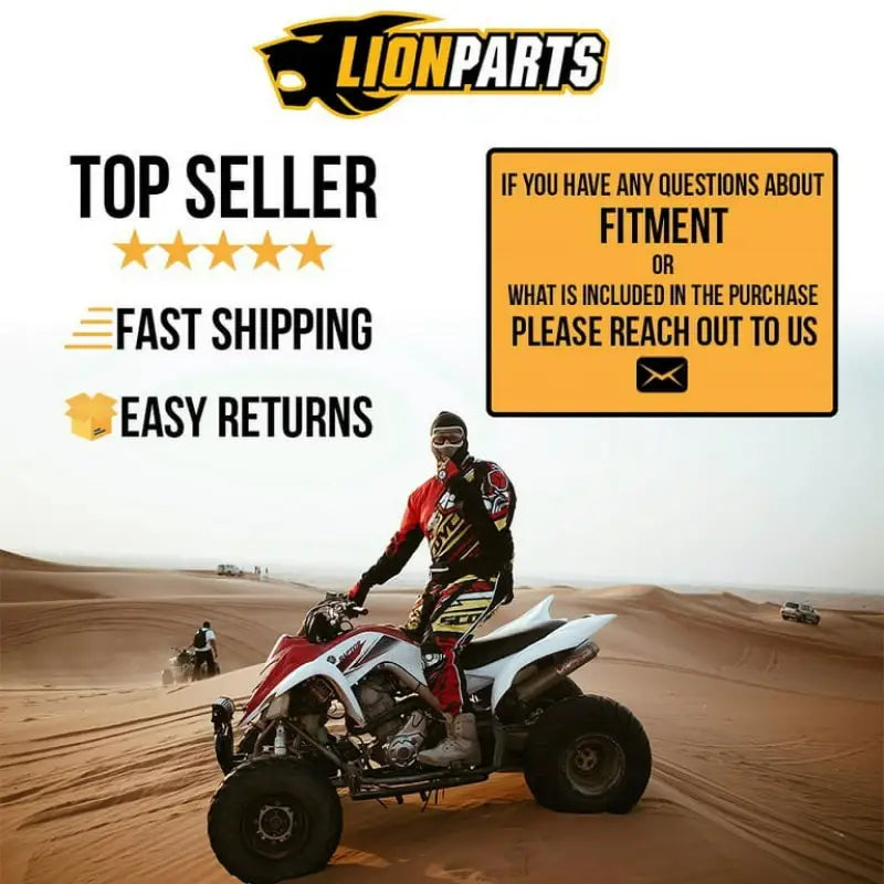 ATV rider in the desert with Rival Powersports USA Front A Arm Guards plastic