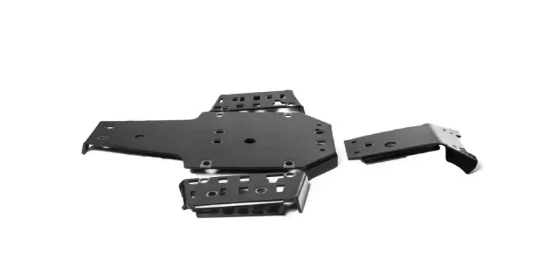 Black metal chassis components for Rival Powersports USA Central Skid Plate