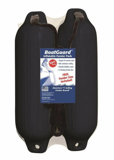 31015B2P Taylor Made 5’ X 18’ Bg 2 Pk. Black W/Black Rop - Boat Fender