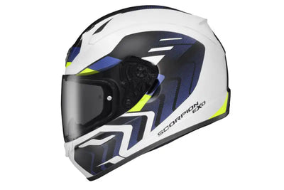 32-4024 Scorpion Exo Exo-R320 Full-Face Helmet Alchemy White/Blue/Hi-Viz Md - Helmets