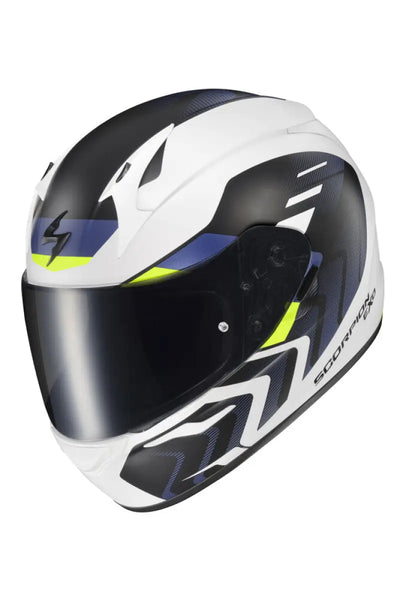 32-4024 Scorpion Exo Exo-R320 Full-Face Helmet Alchemy White/Blue/Hi-Viz Md - Helmets