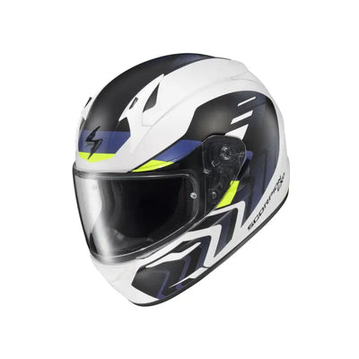 32-4027 Scorpion Exo Exo-R320 Full-Face Helmet Alchemy White/Blue/Hi-Viz 2X - Helmets