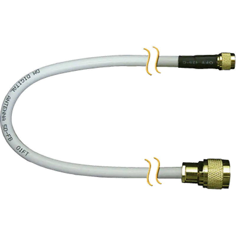 White coaxial cable with gold connectors for 340-75nm digital and minimally sized UHF connections