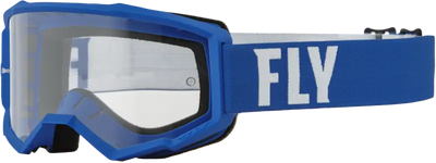 37-51132 Fly Racing Focus Goggle Blue/White W/ Clear Lens - RV and Auto Parts