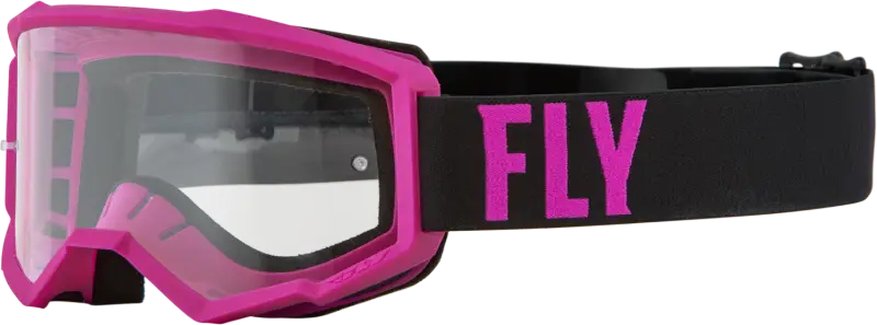 37-51328 Fly Racing Youth Focus Goggle Pink/Black W/ Clear Lens - RV and Auto Parts