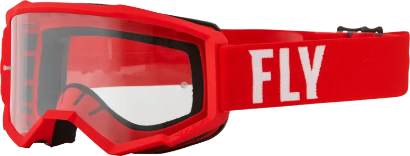 37-51335 Fly Racing Youth Focus Goggle Red/White W/ Clear Lens - RV and Auto Parts