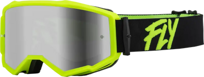 37-51500 Fly Racing Zone Goggle Black/Hi-Vis W/ Silver Mirror/Smoke Lens - Eyewear