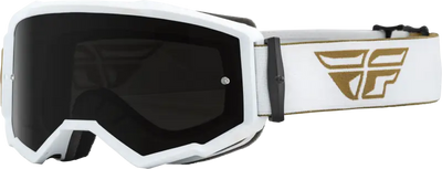 37-51503 Fly Racing Zone Goggle Gold/White W/ Dark Smoke/Smoke Lens - Eyewear