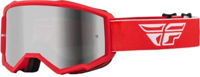 37-51725 Fly Racing Youth Zone Goggle Red/White W/ Silver Mirror/Smoke Lens - Eyewear