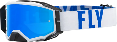 37-51903 Fly Racing Zone Pro Goggle White/Blue W/ Sky Blue Mirror/Smoke Lens - Eyewear