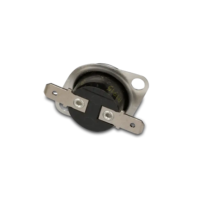 Silver Dometic furnace limit switch with black center and brackets
