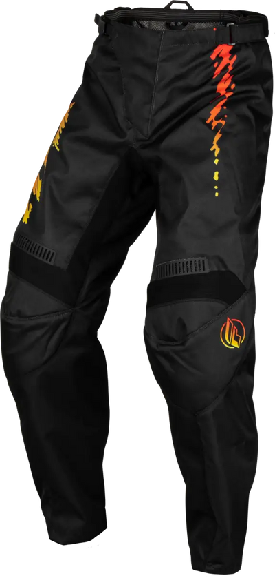 Youth F 16 Pants in Black/Yellow/Orange, featuring mesh comfort liner, multi-directional stretch ribbing, and 600D polyester for durability. Ideal for off-road adventures, Powersports,Pants,AVADA - Best Sellers
